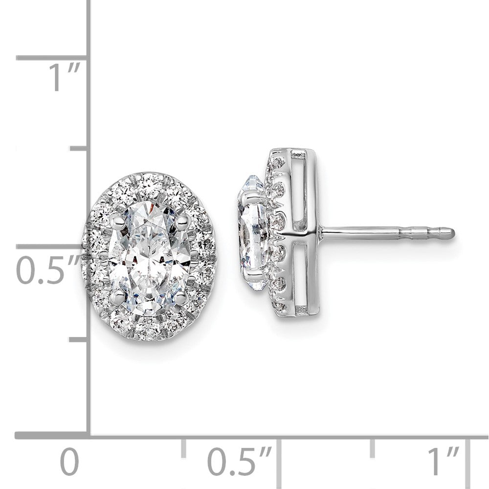 14k White Gold 4 1/5 Ct. Lab Grown Diamond VS/SI+ G+ Oval Halo Earrings