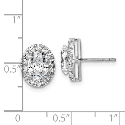 14k White Gold 4 1/5 Ct. Lab Grown Diamond VS/SI+ G+ Oval Halo Earrings