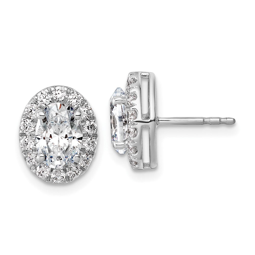 14k White Gold 4 1/5 Ct. Lab Grown Diamond VS/SI+ G+ Oval Halo Earrings
