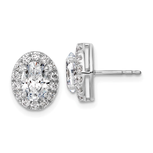 14k White Gold 2 1/5 Ct. Lab Grown Diamond VS/SI+ G+ Semi-Mount Oval Halo Earrings