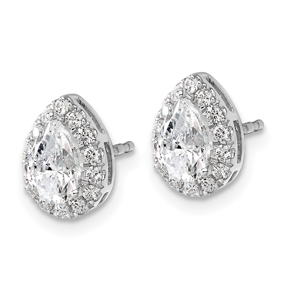 14k White Gold 1 1/4 Ct. Lab Grown Diamond VS/SI+ G+ Pear Halo Earrings