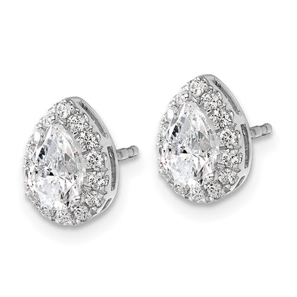 14k White Gold 1/4 Ct. Lab Grown Diamond VS/SI+ G+ Semi-Mount Pear Halo Earrings