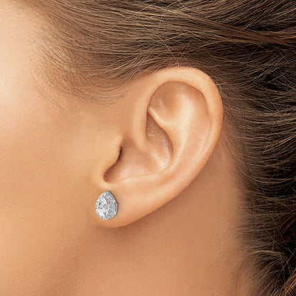 14k White Gold 1/4 Ct. Lab Grown Diamond VS/SI+ G+ Pear Halo Earrings