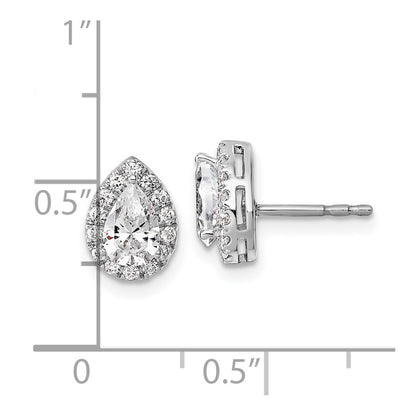 14k White Gold 1/4 Ct. Lab Grown Diamond VS/SI+ G+ Pear Halo Earrings