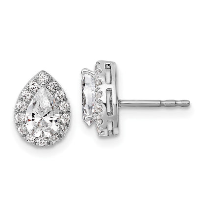 14k White Gold 1/4 Ct. Lab Grown Diamond VS/SI+ G+ Pear Halo Earrings