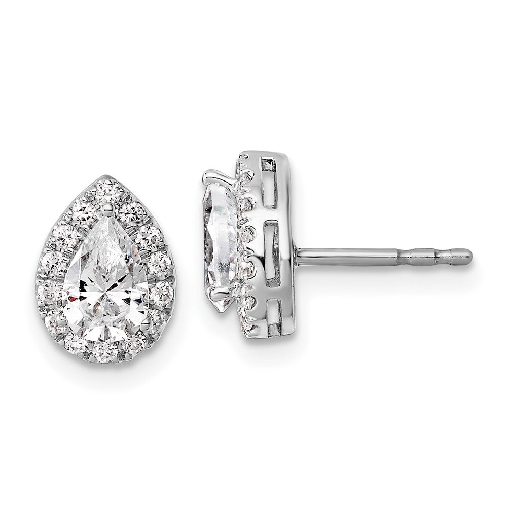 14k White Gold 1/4 Ct. Lab Grown Diamond VS/SI+ G+ Semi-Mount Pear Halo Earrings