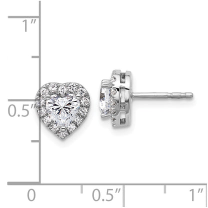 14k White Gold 1 1/4 Ct. Lab Grown Diamond VS/SI+ G+ Halo Heart Post Earrings