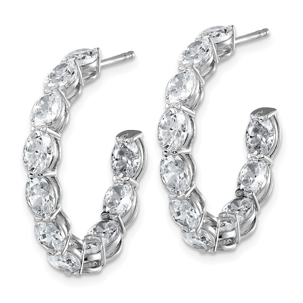 14k White Gold 6 Ct. Lab Grown Diamond VS/SI+ G+ Oval In and Out Hoop Earrings