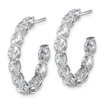 14k White Gold 6 Ct. Lab Grown Diamond VS/SI+ G+ Oval In and Out Hoop Earrings