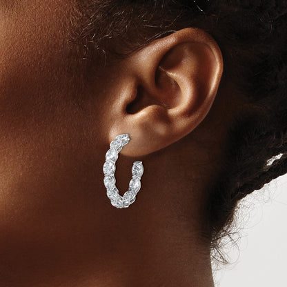 14k White Gold 6 Ct. Lab Grown Diamond VS/SI+ G+ Oval In and Out Hoop Earrings