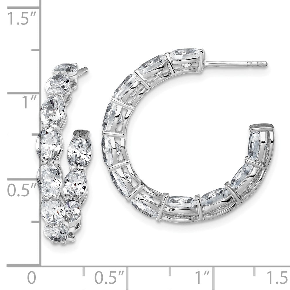 14k White Gold 6 Ct. Lab Grown Diamond VS/SI+ G+ Oval In and Out Hoop Earrings