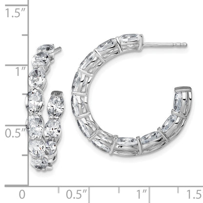 14k White Gold 6 Ct. Lab Grown Diamond VS/SI+ G+ Oval In and Out Hoop Earrings