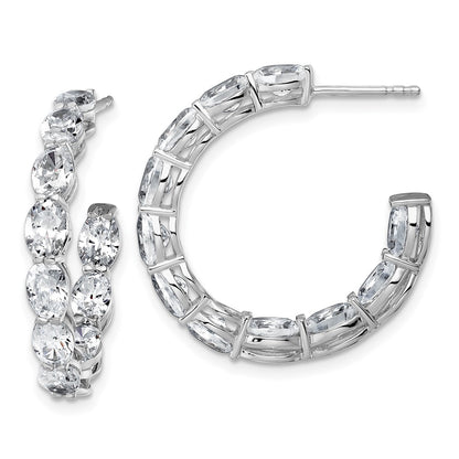 14k White Gold 6 Ct. Lab Grown Diamond VS/SI+ G+ Oval In and Out Hoop Earrings