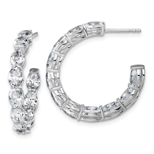 14k White Gold 6 Ct. Lab Grown Diamond VS/SI+ G+ Oval In and Out Hoop Earrings