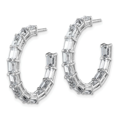 14K White Gold 6 1/2 Carat Lab Grown Diamond Vs/Si+ G+ Emerald Complete In And Out Hoop Earrings