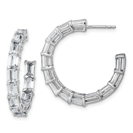 14k White Gold 6 1/2 Ct. Lab Grown Diamond VS/SI+ G+ Emerald In and Out Hoop Earrings