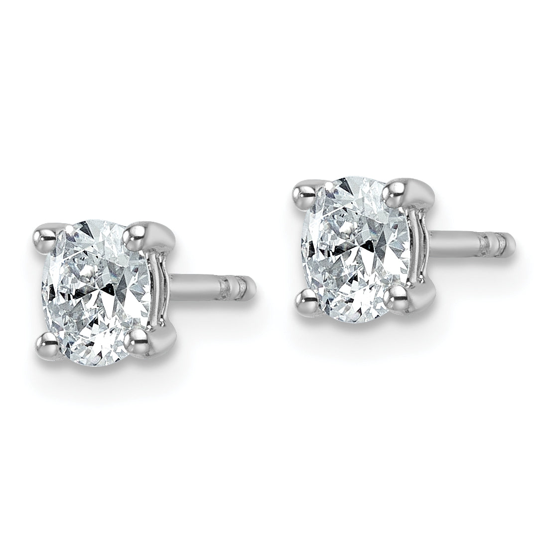 14K White Gold 1/2 Ctw Lab Grown Diamond Vs+ F+ Oval 4 Prong Heavy Wt. Stud Earrings