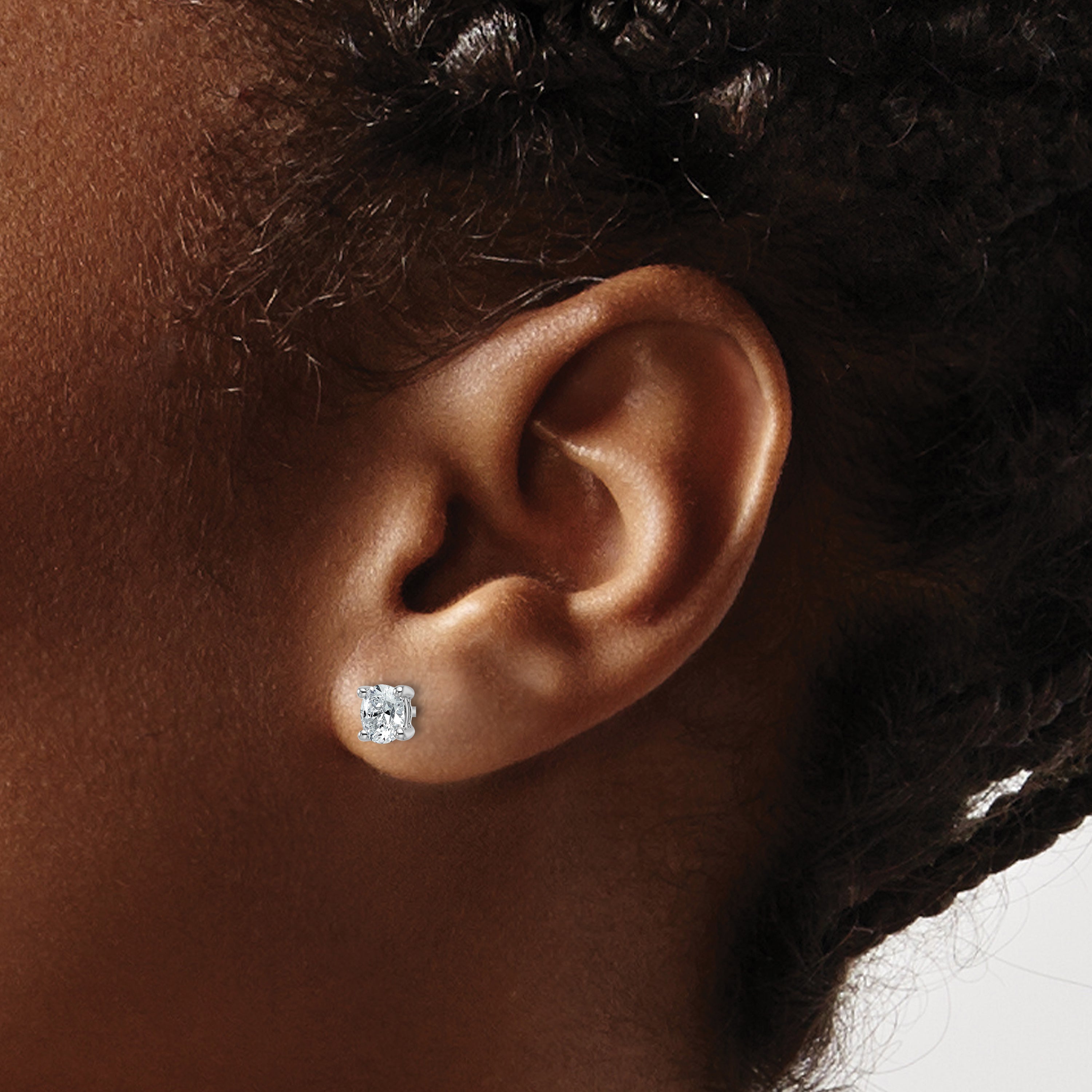 14K White Gold 1/2 Ctw Lab Grown Diamond Vs+ F+ Oval 4 Prong Heavy Wt. Stud Earrings