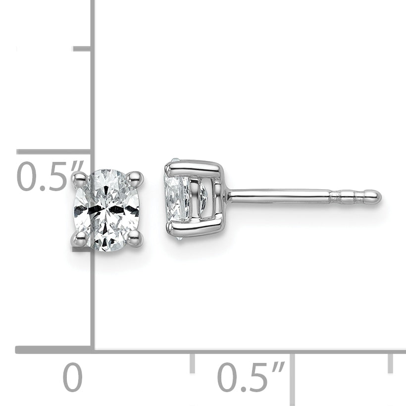 14K White Gold 1/2 Ctw Lab Grown Diamond Vs+ F+ Oval 4 Prong Heavy Wt. Stud Earrings