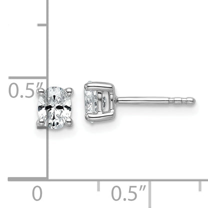 14K White Gold 1/2 Ctw Lab Grown Diamond Vs+ F+ Oval 4 Prong Heavy Wt. Stud Earrings