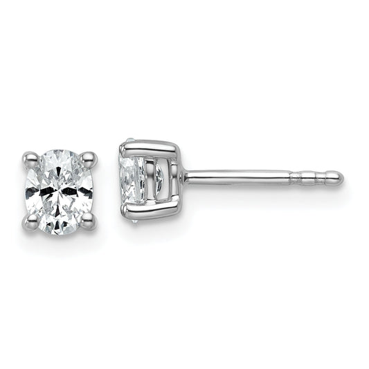 14K White Gold 1/2 Ctw Lab Grown Diamond Vs+ F+ Oval 4 Prong Heavy Wt. Stud Earrings