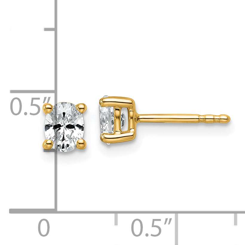 14K Yellow Gold 1/2 Ctw Lab Grown Diamond Vs+ F+ Oval 4 Prong Heavy Wt. Stud Earrings