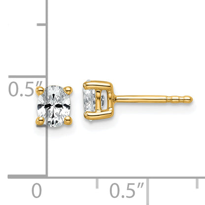 14K Yellow Gold 1/2 Ctw Lab Grown Diamond Vs+ F+ Oval 4 Prong Heavy Wt. Stud Earrings