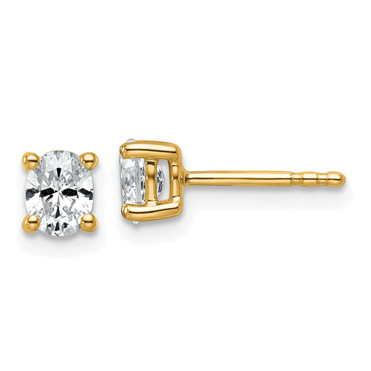 14K Yellow Gold 1/2 Ctw Lab Grown Diamond Vs+ F+ Oval 4 Prong Heavy Wt. Stud Earrings