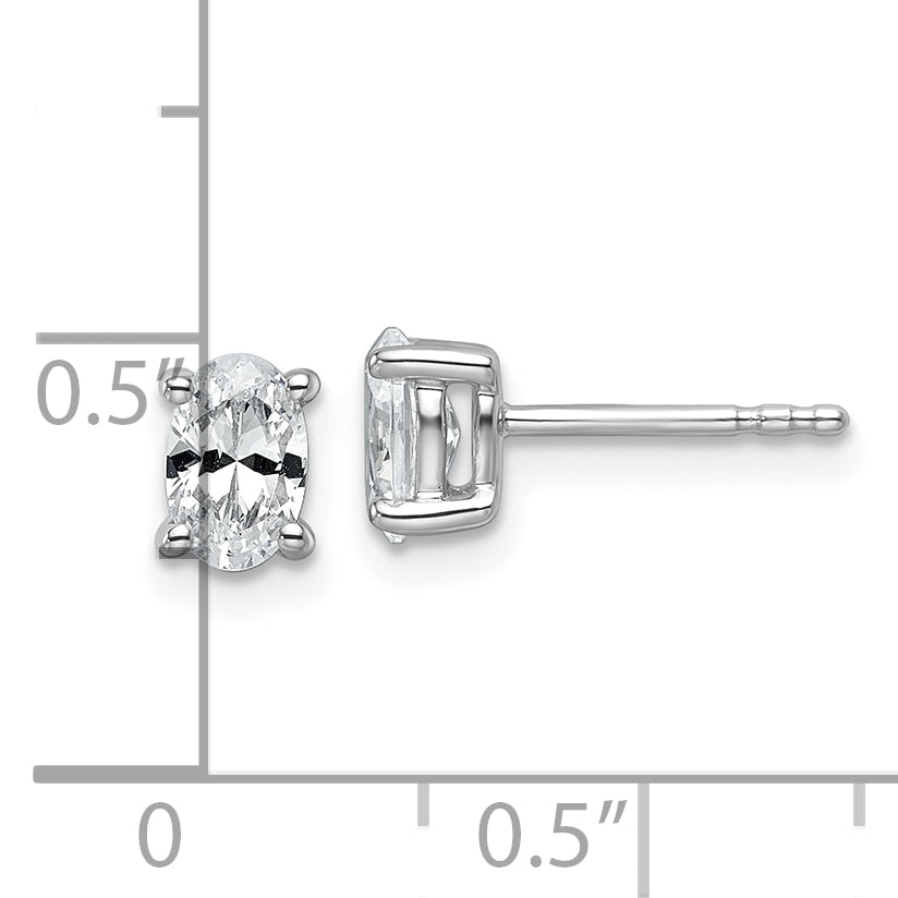 14K White Gold 3/4 Ctw Lab Grown Diamond Vs+ F+ Oval 4 Prong Heavy Wt. Stud Earrings