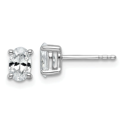 14K White Gold 3/4 Ctw Lab Grown Diamond Vs+ F+ Oval 4 Prong Heavy Wt. Stud Earrings