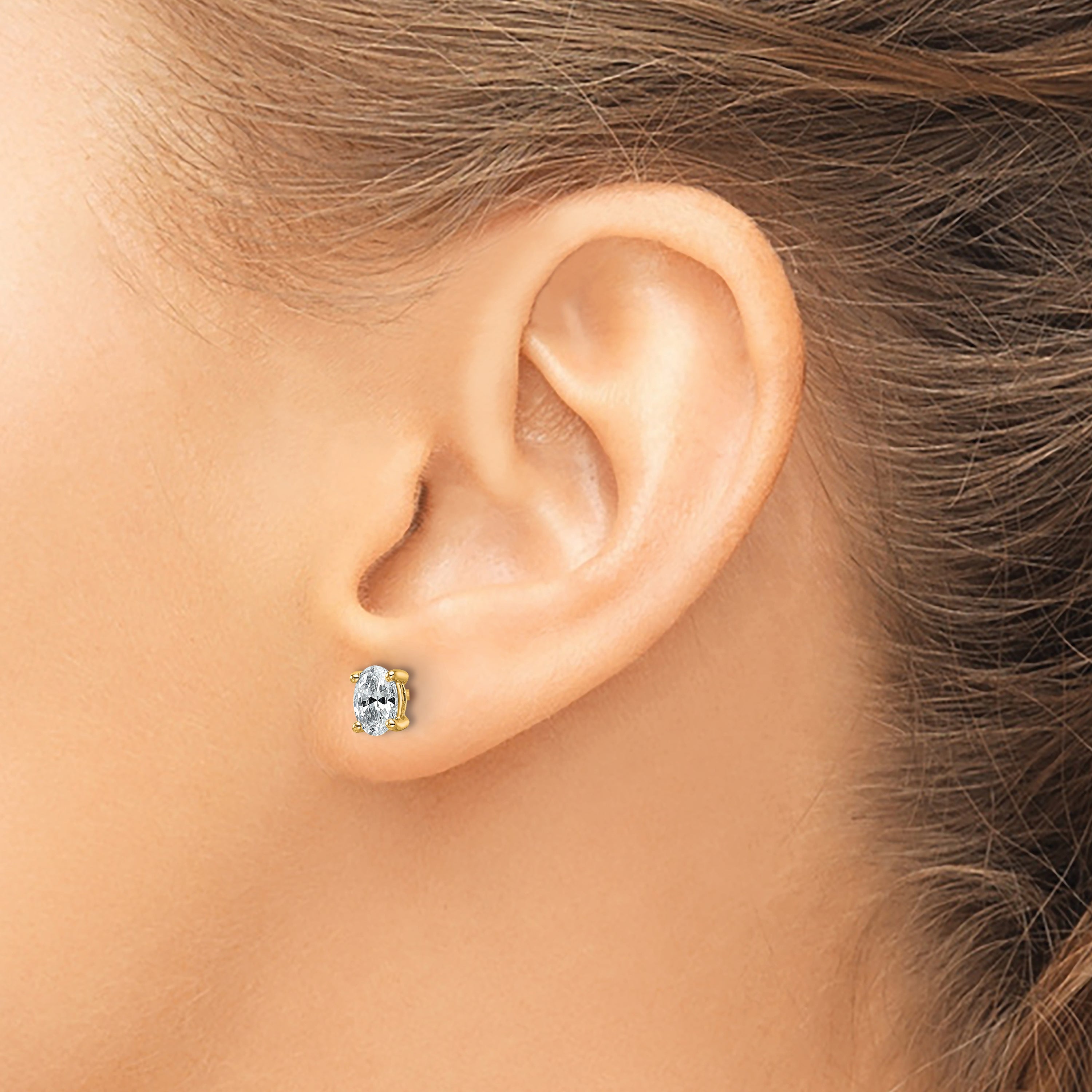 14K Yellow Gold 3/4 Ctw Lab Grown Diamond Vs+ F+ Oval 4 Prong Heavy Wt. Stud Earrings