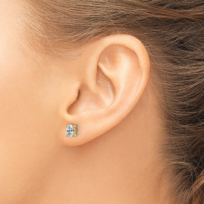 14K Yellow Gold 3/4 Ctw Lab Grown Diamond Vs+ F+ Oval 4 Prong Heavy Wt. Stud Earrings