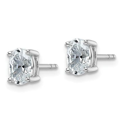 14K White Gold 1 Ctw Lab Grown Diamond Vs+ F+ Oval 4 Prong Heavy Wt. Stud Earrings
