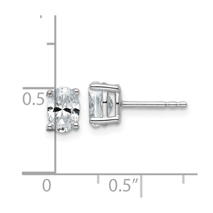14K White Gold 1 Ctw Lab Grown Diamond Vs+ F+ Oval 4 Prong Heavy Wt. Stud Earrings