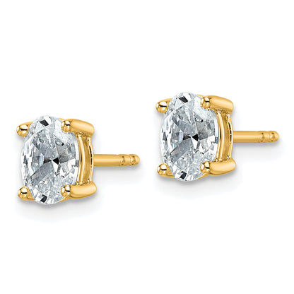 14K Yellow Gold 1 Ctw Lab Grown Diamond Vs+ F+ Oval 4 Prong Heavy Wt. Stud Earrings