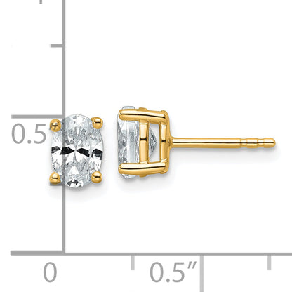 14K Yellow Gold 1 Ctw Lab Grown Diamond Vs+ F+ Oval 4 Prong Heavy Wt. Stud Earrings