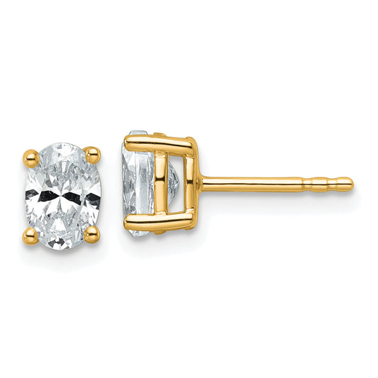 14K Yellow Gold 1 Ctw Lab Grown Diamond Vs+ F+ Oval 4 Prong Heavy Wt. Stud Earrings