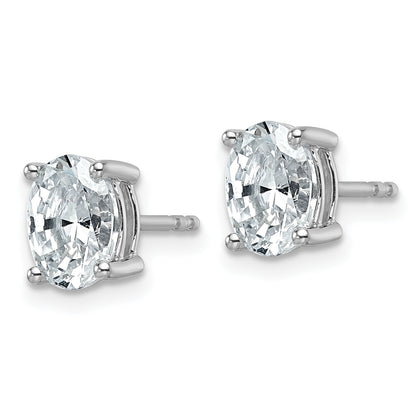 14K White Gold 1 1/2 Ctw Lab Grown Diamond Vs+ F+ Oval 4 Prong Heavy Wt. Stud Earrings
