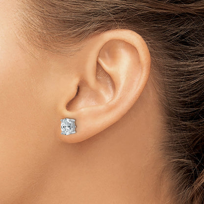 14K White Gold 1 1/2 Ctw Lab Grown Diamond Vs+ F+ Oval 4 Prong Heavy Wt. Stud Earrings