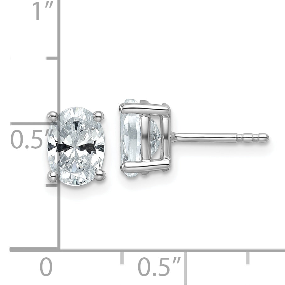 14K White Gold 1 1/2 Ctw Lab Grown Diamond Vs+ F+ Oval 4 Prong Heavy Wt. Stud Earrings