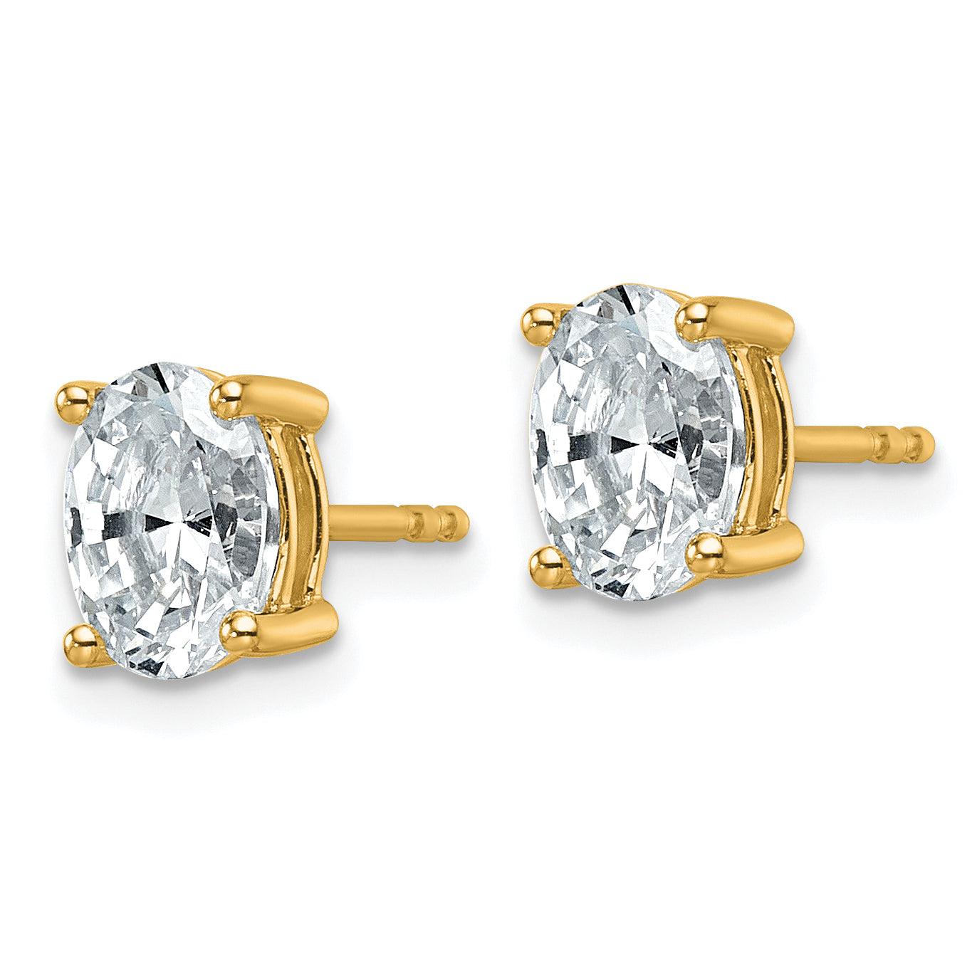 14K Yellow Gold 1 1/2 Ctw Lab Grown Diamond Vs+ F+ Oval 4 Prong Heavy Wt. Stud Earrings