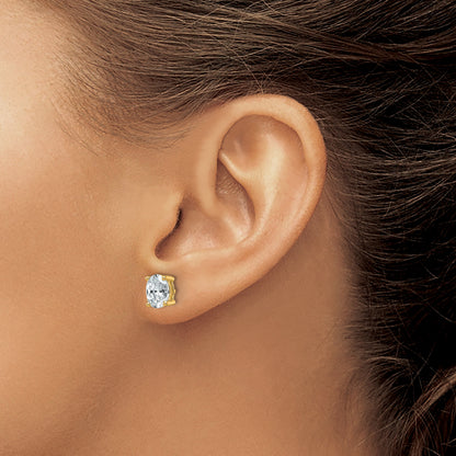 14K Yellow Gold 1 1/2 Ctw Lab Grown Diamond Vs+ F+ Oval 4 Prong Heavy Wt. Stud Earrings