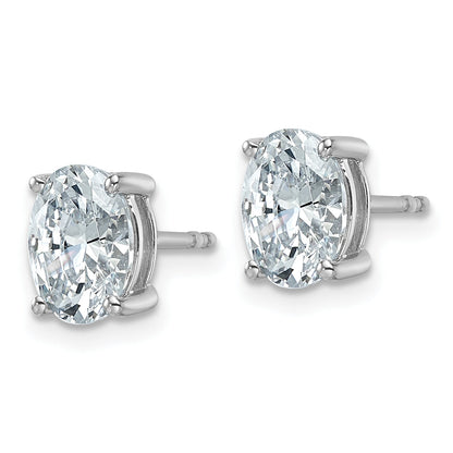 14K White Gold 2 Ctw Lab Grown Diamond Vs+ F+ Oval 4 Prong Heavy Wt. Stud Earrings