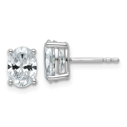14K White Gold 2 Ctw Lab Grown Diamond Vs+ F+ Oval 4 Prong Heavy Wt. Stud Earrings