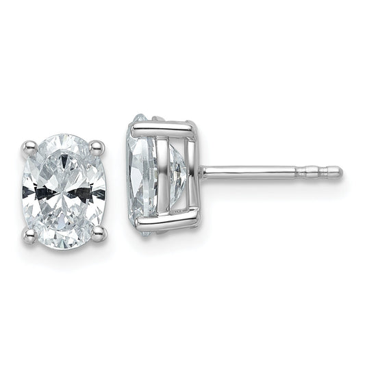 14K White Gold 2 Ctw Lab Grown Diamond Vs+ F+ Oval 4 Prong Heavy Wt. Stud Earrings