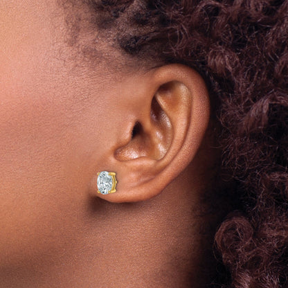 14K Yellow Gold 2 Ctw Lab Grown Diamond Vs+ F+ Oval 4 Prong Heavy Wt. Stud Earrings