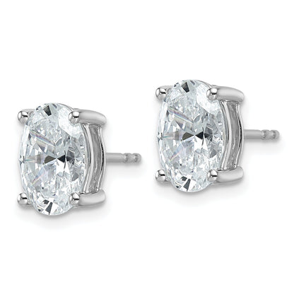 14K White Gold 4 Ctw Lab Grown Diamond Vs+ F+ Oval Prong Heavy Wt. Stud Earrings