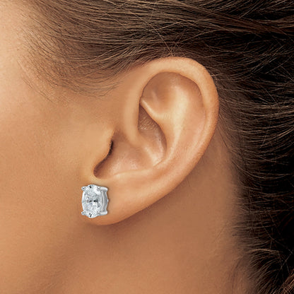 14K White Gold 4 Ctw Lab Grown Diamond Vs+ F+ Oval Prong Heavy Wt. Stud Earrings