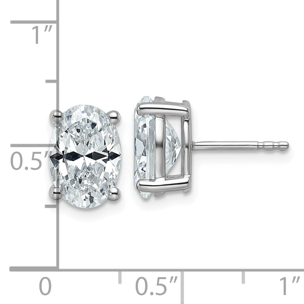 14K White Gold 4 Ctw Lab Grown Diamond Vs+ F+ Oval Prong Heavy Wt. Stud Earrings