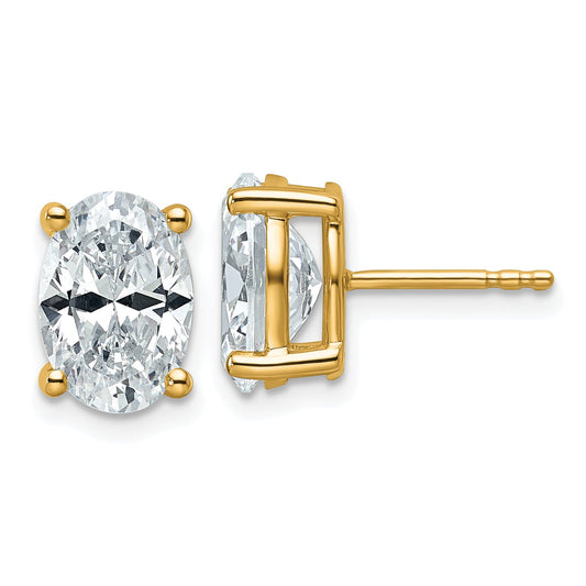 14K Yellow Gold 4 Ctw Lab Grown Diamond Vs+ F+ Oval Prong Heavy Wt. Stud Earrings